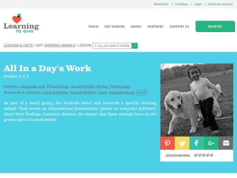 All In a Day's Work Lesson Plan