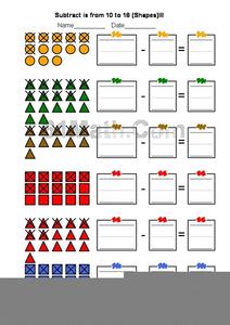 Subtract is from 10 to 18 Shapes Worksheet