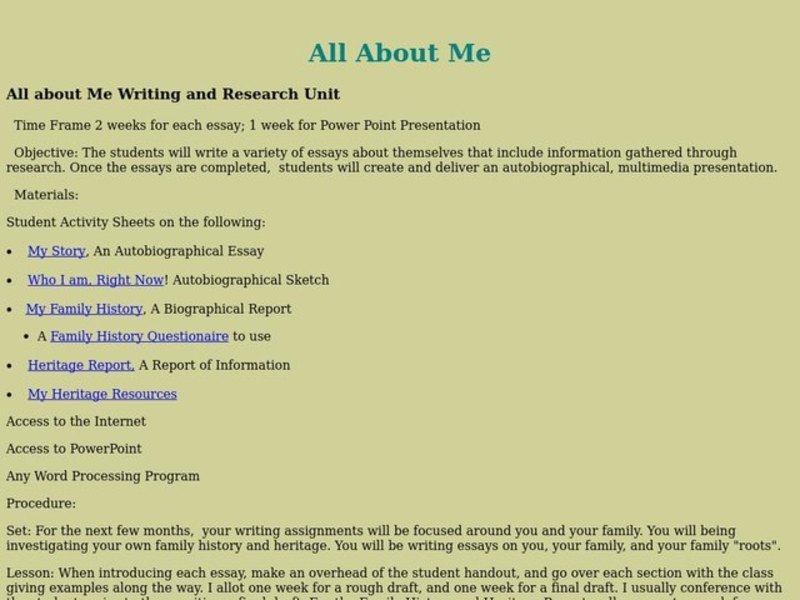 All About Me Worksheet