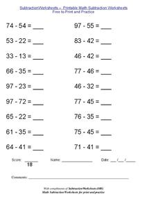 Subtracting 2-Digit Numbers #6 Worksheet