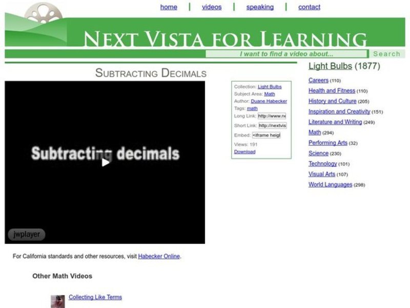 Subtracting Decimals Instructional Video