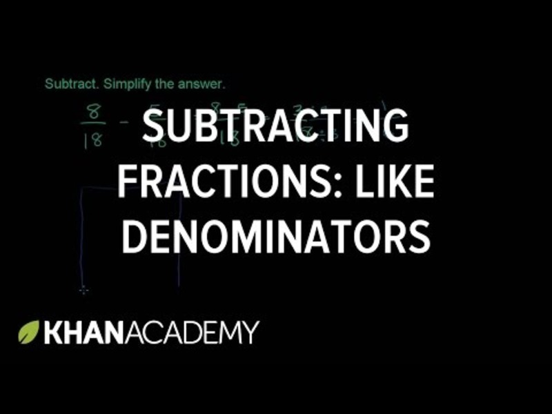 Subtracting Fractions with Like Denominators Instructional Video