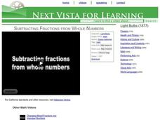 Subtracting Fractions from Whole Numbers Instructional Video