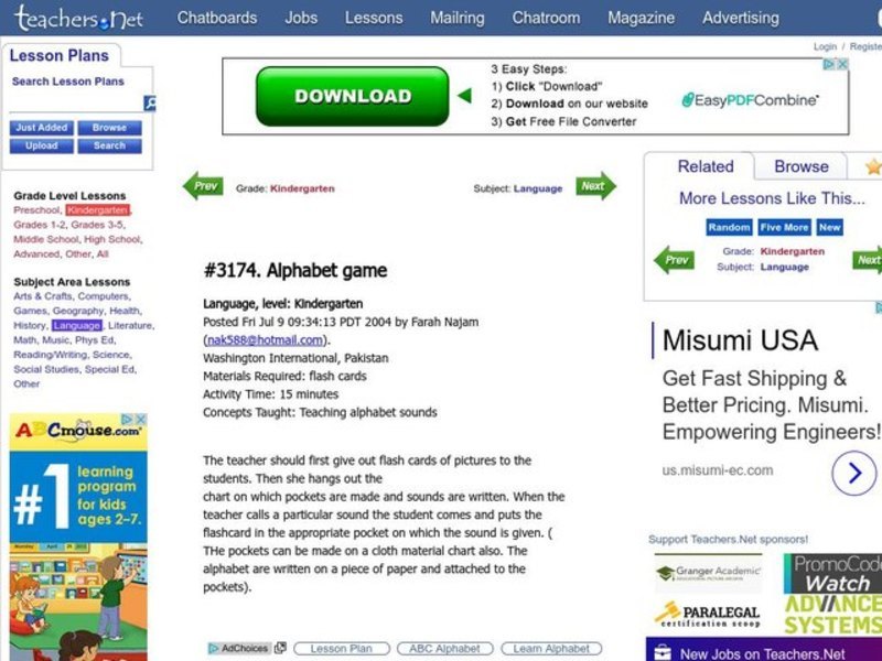 Alphabet Game Lesson Plan