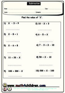 Subtraction Worksheet
