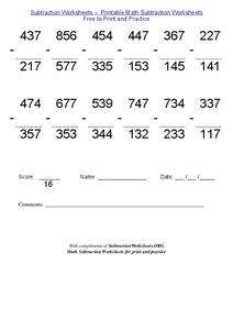 Subtraction Worksheet
