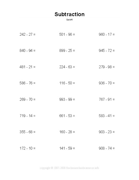 Subtraction Worksheet