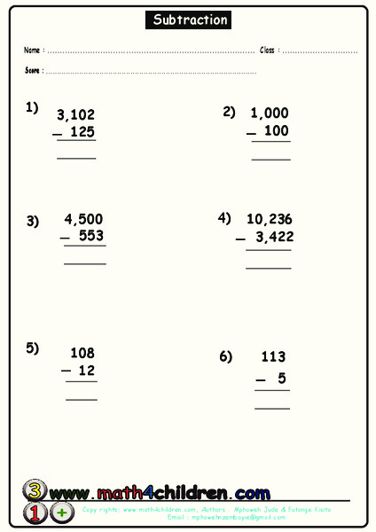 Subtraction Worksheet