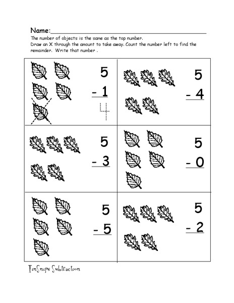 Subtraction Pictures Worksheet