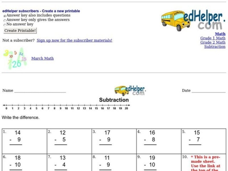 Subtraction Practice 2 Worksheet