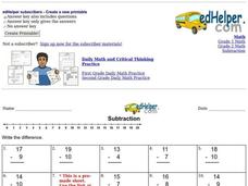 Subtraction Review Worksheet