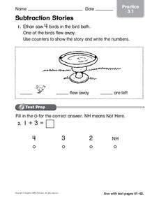 Subtraction Stories Worksheet