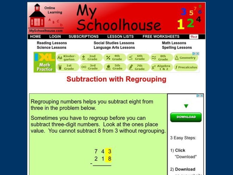 Subtraction with Regrouping Interactive