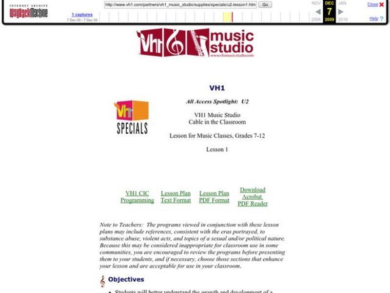 All Access Spotlight:  U2 Lesson Plan