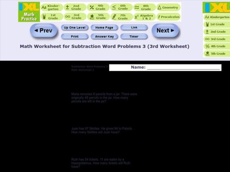 Subtraction Word Problems 3 Worksheet