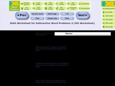 Subtraction Word Problems 3 Worksheet