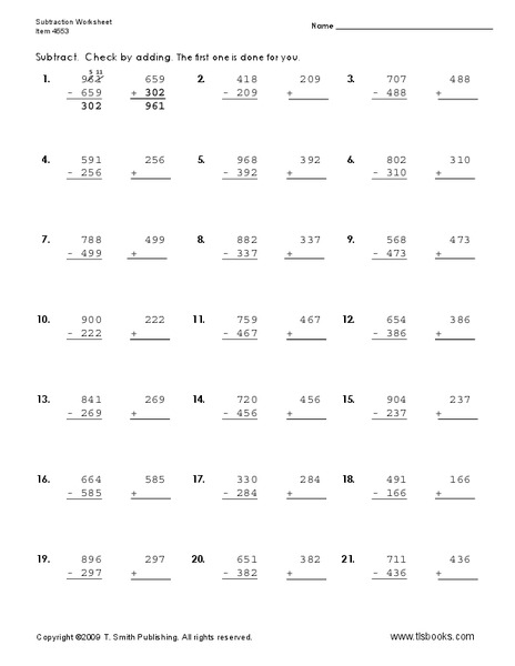 Subtraction Worksheet Worksheet