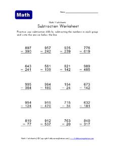 Subtraction Worksheet Worksheet