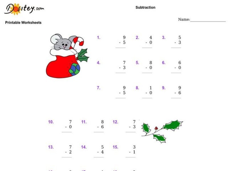 Subtraction Worksheet Worksheet