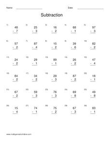 Subtraction Worksheet Worksheet