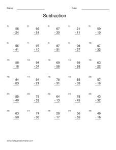 Subtraction Worksheet Worksheet