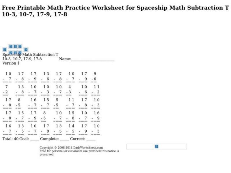Subtraction: one and two digit numbers Worksheet
