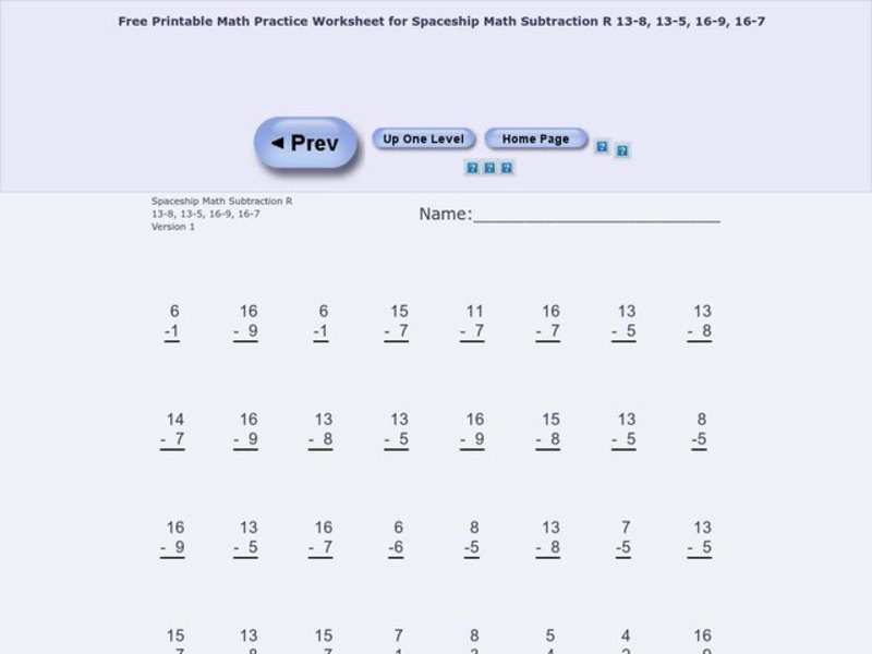 Subtraction: one and two digit numbers Worksheet