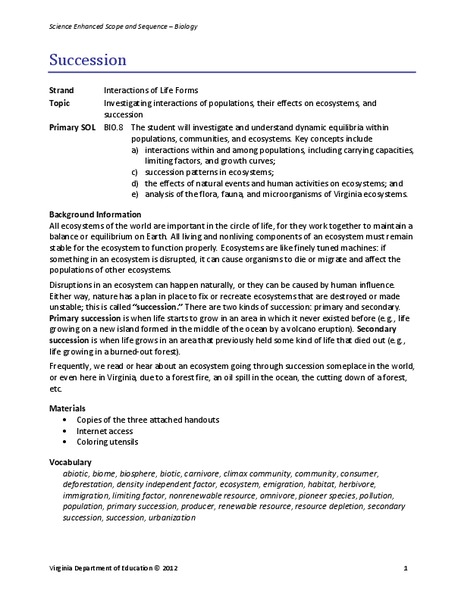 Succession Lesson Plan