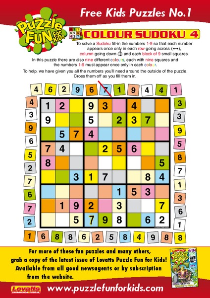 Sudoku Puzzle Worksheet