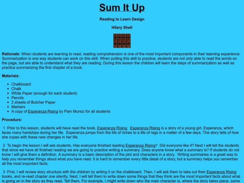 Sum It Up Lesson Plan