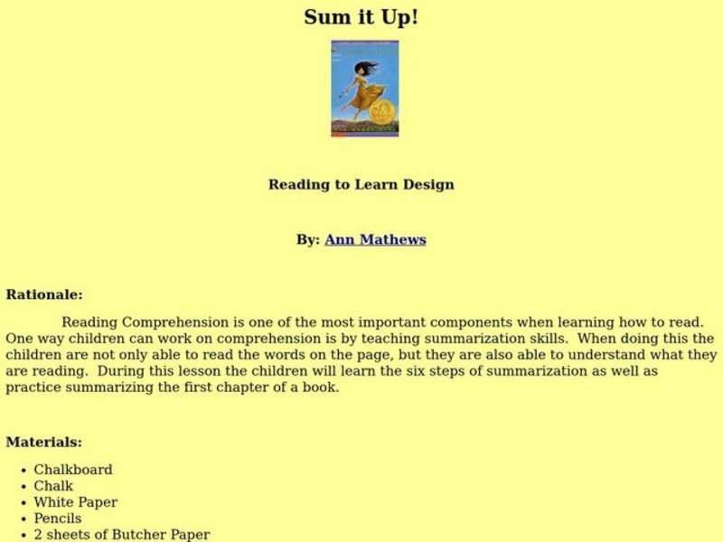 Sum It Up! Lesson Plan
