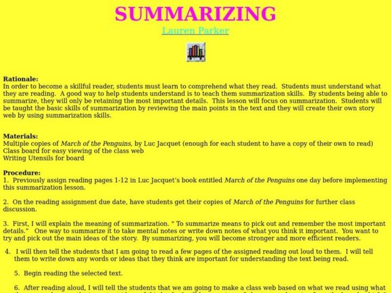 Summarizing Lesson Plan