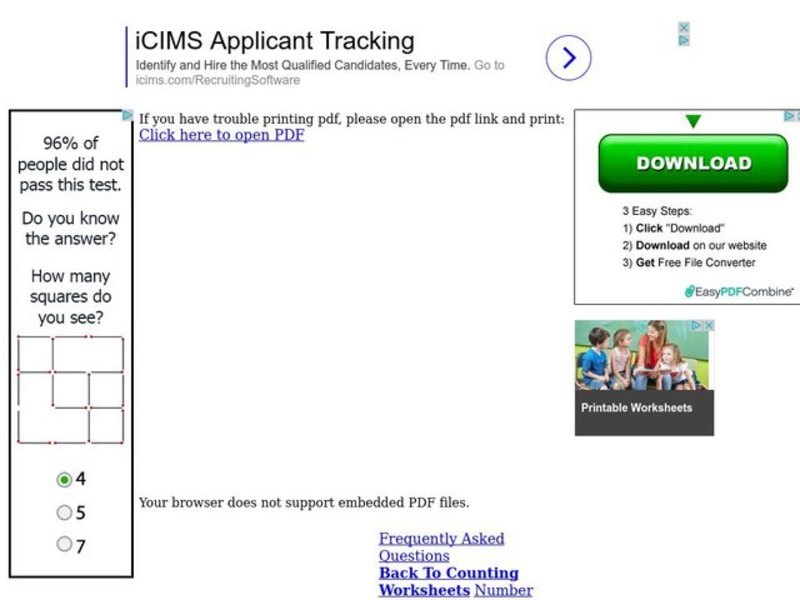 Subtraction: one digit numbers Worksheet