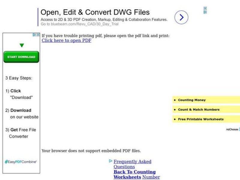 Subtraction: One digit numbers Worksheet