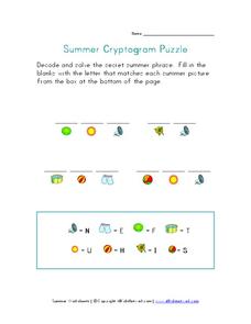 Summer Cryptogram Puzzle Worksheet