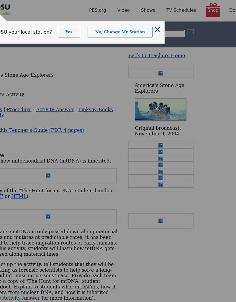 America's Stone Age Explorers Lesson Plan