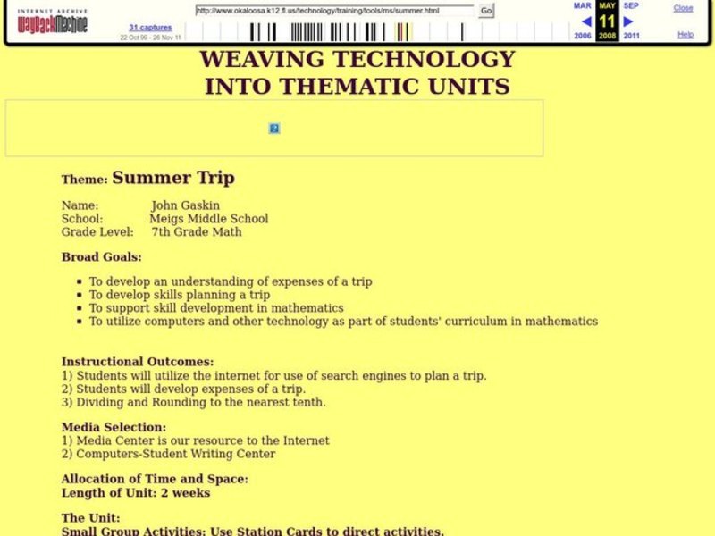 Summer Trip Lesson Plan