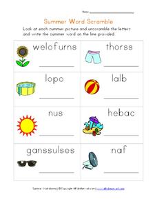Summer Word Scramble Worksheet