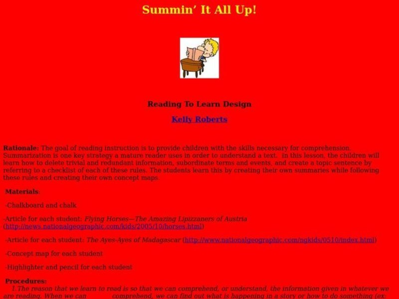 Summing It All Up Lesson Plan