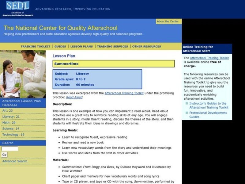 Summertime Lesson Plan