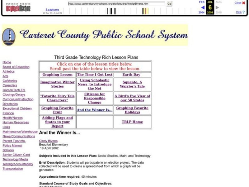 And the Winner Is... Lesson Plan