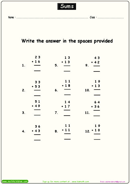 Sums Worksheet