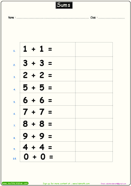 Sums Worksheet