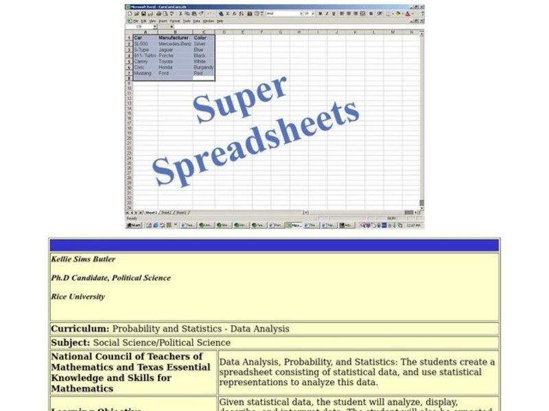 Super Spreadsheets Lesson Plan