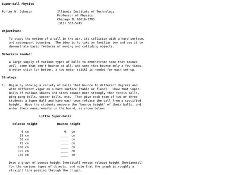 Super-Ball Physics Lesson Plan