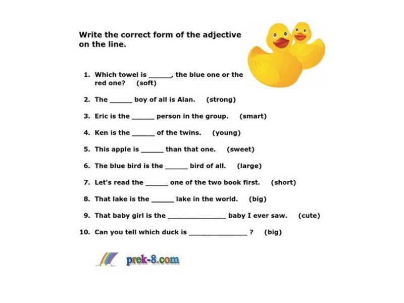 Superlative Adjectives Worksheet