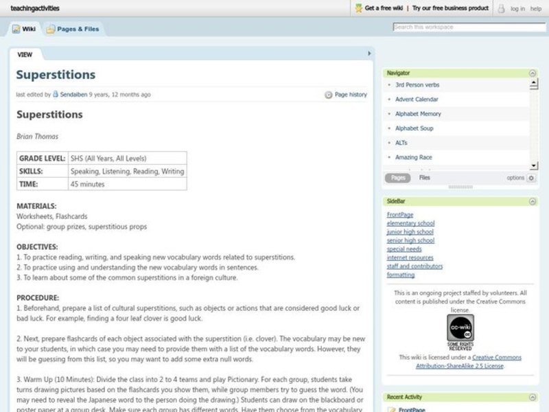 Superstitions Lesson Plan