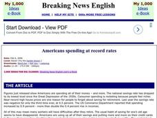 Americans Spending At Record Rates Worksheet