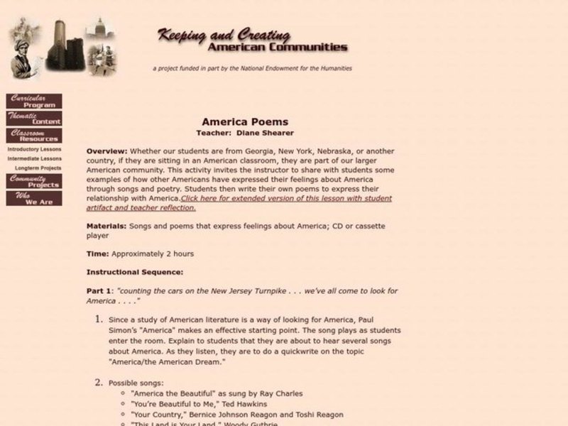 America Poems Lesson Plan
