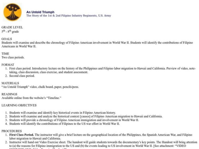 An Untold Triumph Lesson Plan